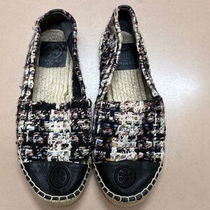 Tory Burch Color-Block Tweed Espadrille Flat Shoe Sz 6.5